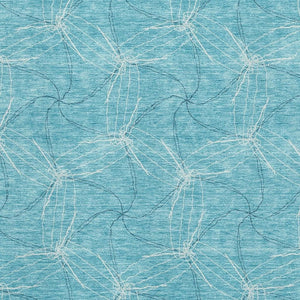 HomeRoots 9' X 12' Aqua and Ivory Geometric Area Rug - Washable, UV Protected, Perfect for Modern Homes! 676541