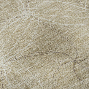 HomeRoots 8' Beige and Ivory Geometric Washable Round Rug - Family-Friendly, UV Protected, Durable Design 676545