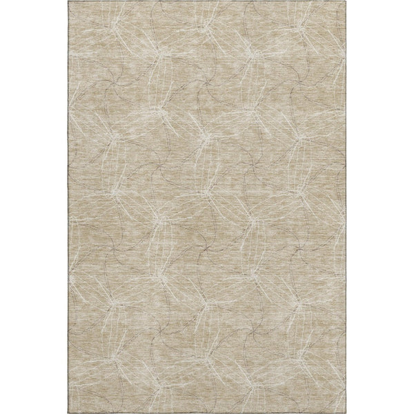 HomeRoots 8' X 10' Washable Beige & Ivory Geometric Area Rug - UV Protected, Stain Resistant & Durable Design 676546