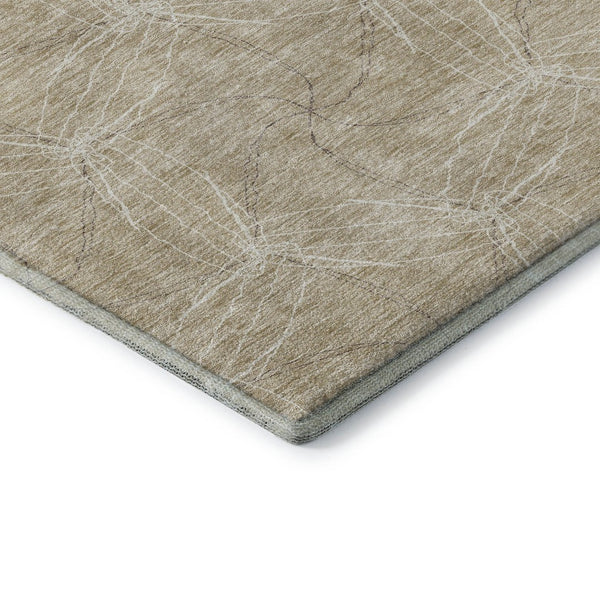 HomeRoots 8' X 10' Washable Beige & Ivory Geometric Area Rug - UV Protected, Stain Resistant & Durable Design 676546