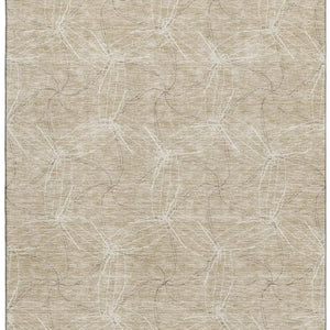 HomeRoots 8' X 10' Washable Beige & Ivory Geometric Area Rug - UV Protected, Stain Resistant & Durable Design 676546