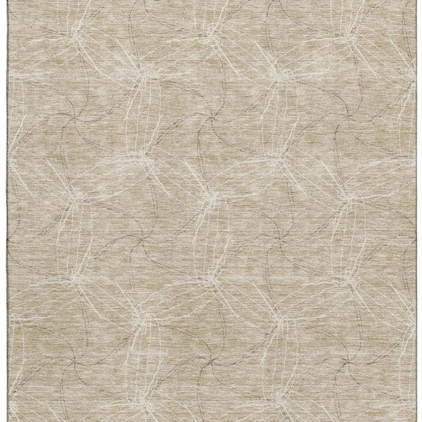 HomeRoots 8' X 10' Washable Beige & Ivory Geometric Area Rug - UV Protected, Stain Resistant & Durable Design 676546