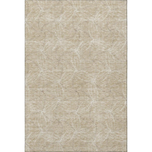 HomeRoots 8' X 10' Washable Beige & Ivory Geometric Area Rug - UV Protected, Stain Resistant & Durable Design 676546