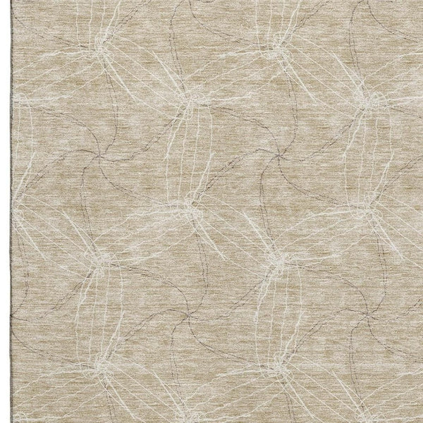 HomeRoots 9' X 12' Beige Geometric Area Rug - Washable, UV Protected, Perfect for Homes with Kids & Pets! 676547
