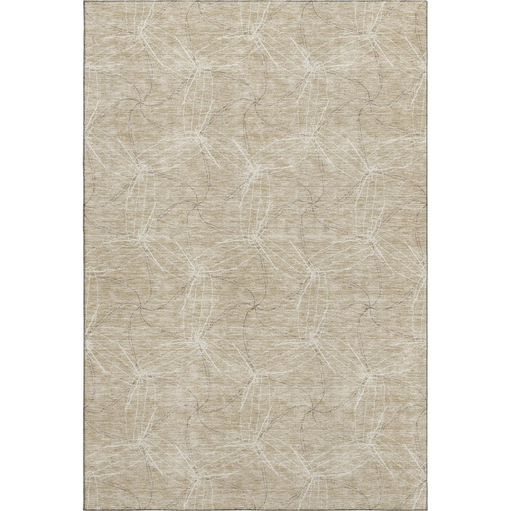 HomeRoots 10' X 14' Beige Geometric Area Rug - Washable, UV Protected, Stain Resistant, Perfect for Busy Homes! 676548