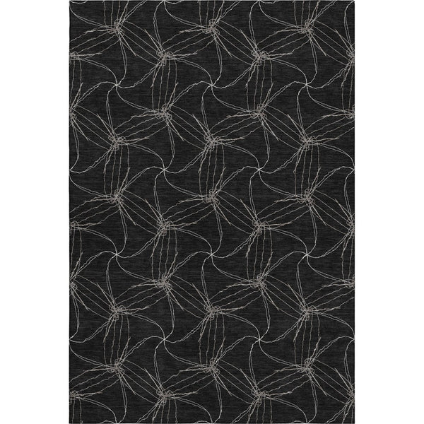 HomeRoots 5' X 8' Black And Ivory Geometric Area Rug – Washable, UV Protected, Ideal for Modern Homes & Families 676550