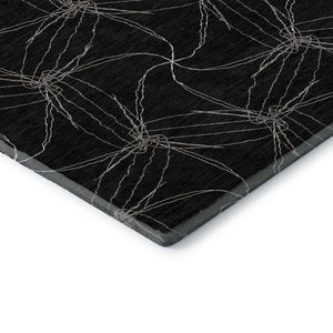 HomeRoots 5' X 8' Black And Ivory Geometric Area Rug – Washable, UV Protected, Ideal for Modern Homes & Families 676550