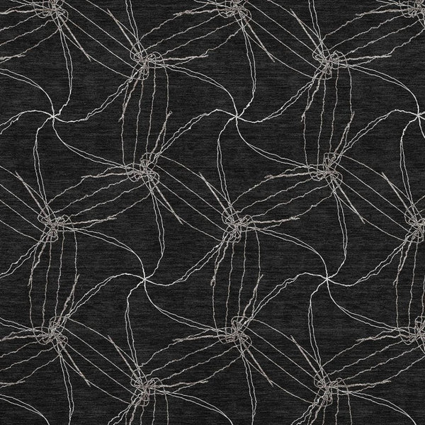 HomeRoots 9' X 12' Modern Black and Ivory Geometric Washable Area Rug with UV Protection for Family Spaces 676553