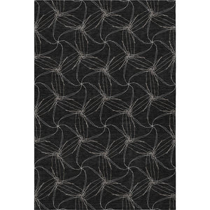 HomeRoots 9' X 12' Modern Black and Ivory Geometric Washable Area Rug with UV Protection for Family Spaces 676553