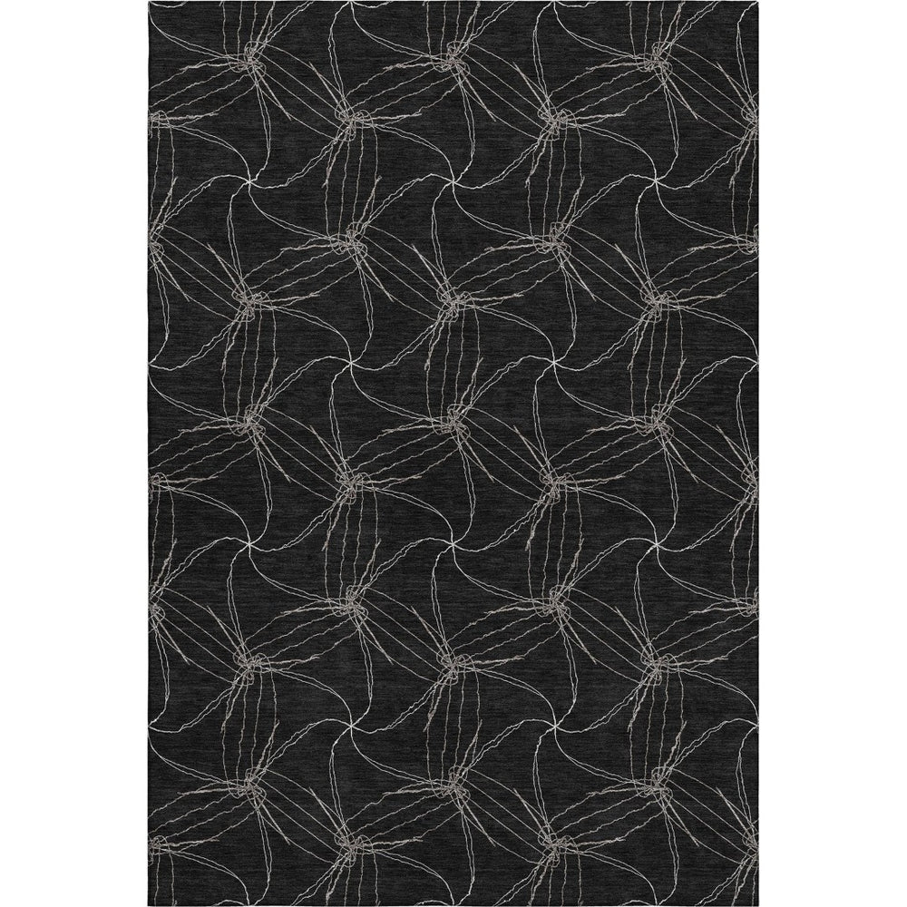 HomeRoots 10' Black and Ivory Geometric Area Rug - Washable, Stain-Resistant, UV-Protected for High-Traffic Spaces 676554