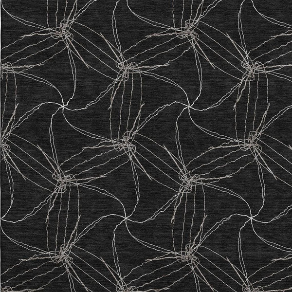 HomeRoots 10' Black and Ivory Geometric Area Rug - Washable, Stain-Resistant, UV-Protected for High-Traffic Spaces 676554
