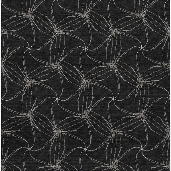 HomeRoots 10' Black and Ivory Geometric Area Rug - Washable, Stain-Resistant, UV-Protected for High-Traffic Spaces 676554