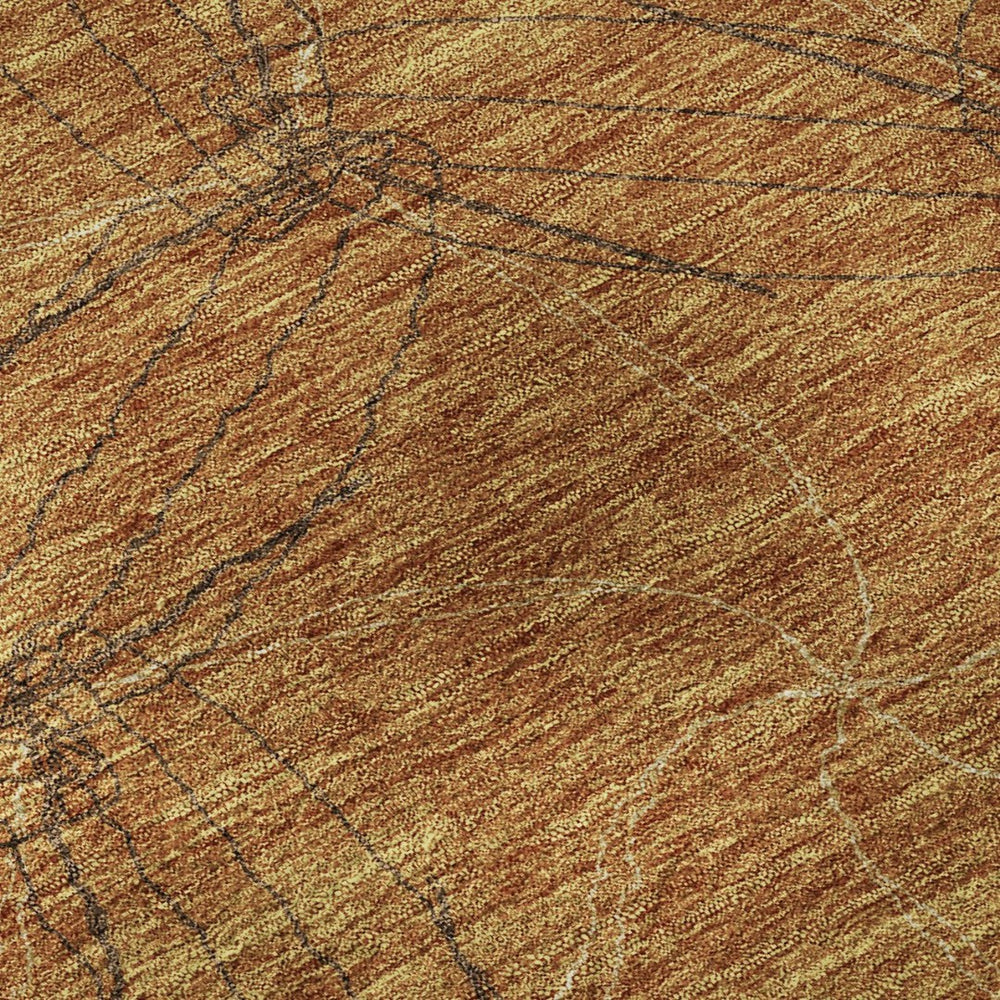 HomeRoots 5' X 8' Copper & Brown Geometric Area Rug - Washable, UV Protected, Stylish & Durable for Any Room 676556