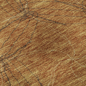 HomeRoots 8' Copper and Brown Geometric Round Rug - Washable, UV-Protected, Stylish & Durable for Any Room 676557