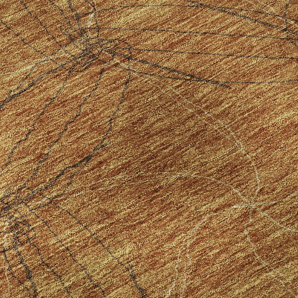 HomeRoots 8' Copper and Brown Geometric Round Rug - Washable, UV-Protected, Stylish & Durable for Any Room 676557