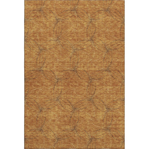 HomeRoots 10' X 14' Stylish Copper-Brown Geometric Washable Area Rug with UV Protection for Modern Homes 676560