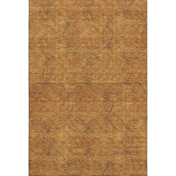 HomeRoots 10' X 14' Stylish Copper-Brown Geometric Washable Area Rug with UV Protection for Modern Homes 676560