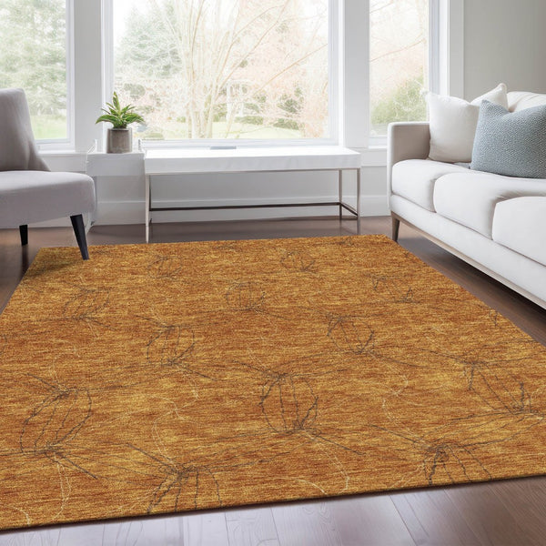 HomeRoots 10' X 14' Stylish Copper-Brown Geometric Washable Area Rug with UV Protection for Modern Homes 676560