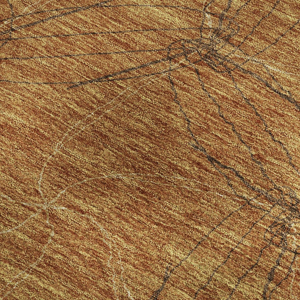 HomeRoots 10' X 14' Stylish Copper-Brown Geometric Washable Area Rug with UV Protection for Modern Homes 676560