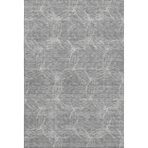 HomeRoots 8' X 10' Gray and Ivory Geometric Washable Area Rug - Stylish, Durable, UV-Protected for Any Room 676564