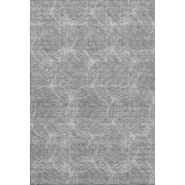 HomeRoots 8' X 10' Gray and Ivory Geometric Washable Area Rug - Stylish, Durable, UV-Protected for Any Room 676564