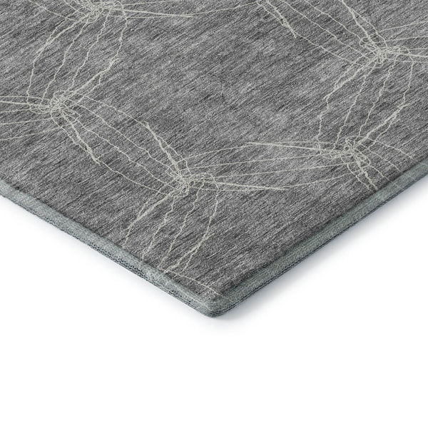 HomeRoots 8' X 10' Gray and Ivory Geometric Washable Area Rug - Stylish, Durable, UV-Protected for Any Room 676564