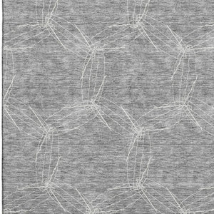 HomeRoots 8' X 10' Gray and Ivory Geometric Washable Area Rug - Stylish, Durable, UV-Protected for Any Room 676564