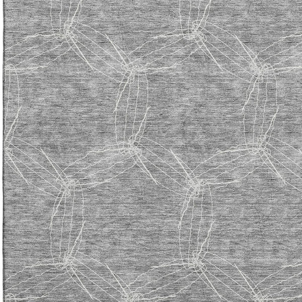 HomeRoots 8' X 10' Gray and Ivory Geometric Washable Area Rug - Stylish, Durable, UV-Protected for Any Room 676564