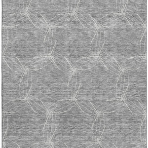 HomeRoots 8' X 10' Gray and Ivory Geometric Washable Area Rug - Stylish, Durable, UV-Protected for Any Room 676564