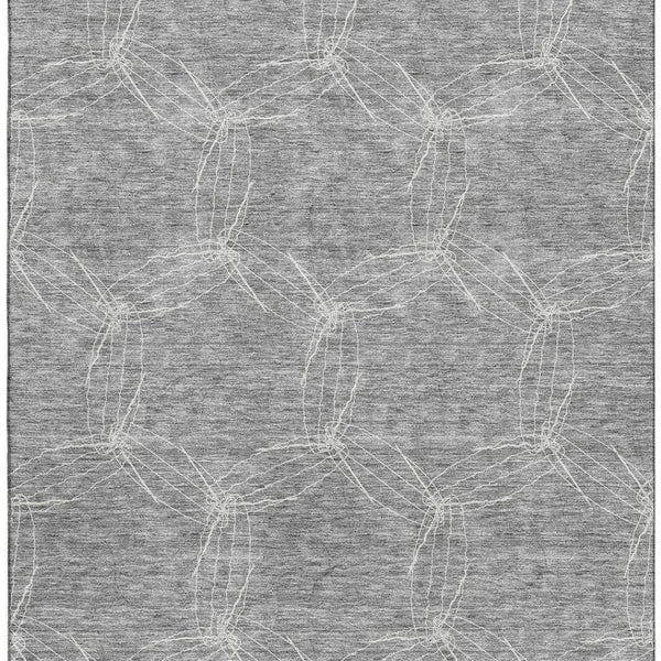 HomeRoots 8' X 10' Gray and Ivory Geometric Washable Area Rug - Stylish, Durable, UV-Protected for Any Room 676564