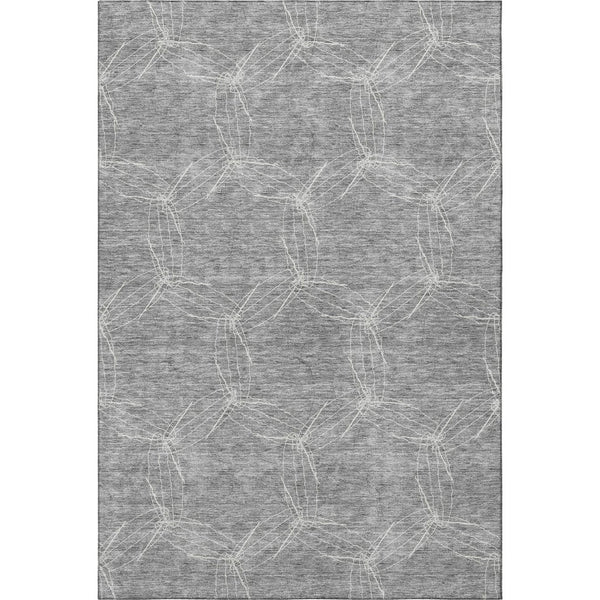 HomeRoots 9' X 12' Stylish Gray and Ivory Geometric Area Rug - Washable, UV Protected, Pet Friendly Design! 676565