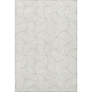 HomeRoots 5' X 8' Ivory and Gray Geometric Area Rug - Washable, Stain-Resistant, UV Protected for High-Traffic Areas 676568