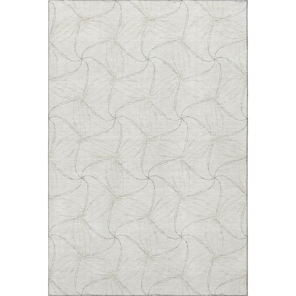 HomeRoots 5' X 8' Ivory and Gray Geometric Area Rug - Washable, Stain-Resistant, UV Protected for High-Traffic Areas 676568