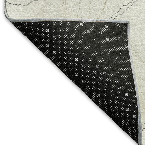 HomeRoots 8' Ivory and Gray Geometric Round Rug - Washable, UV Protected, Perfect for High-Traffic Areas! 676569