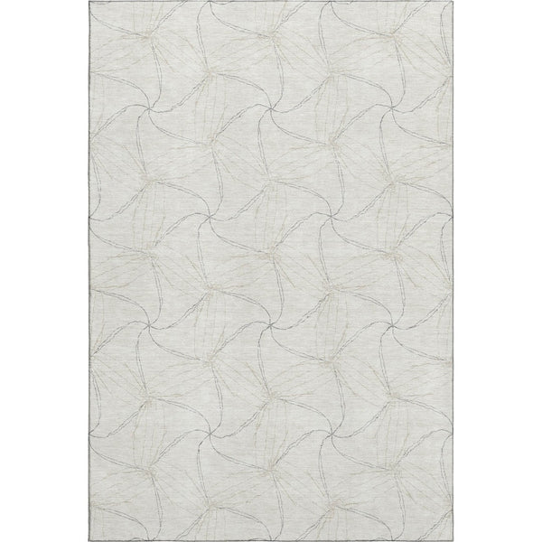 HomeRoots 9' X 12' Ivory and Gray Geometric Area Rug - Washable, Stain Resistant & UV Protected for Homes 676571