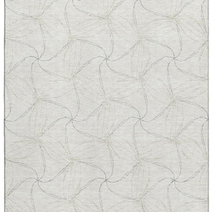 HomeRoots 9' X 12' Ivory and Gray Geometric Area Rug - Washable, Stain Resistant & UV Protected for Homes 676571