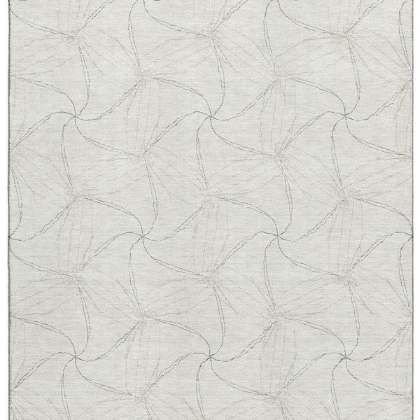 HomeRoots 9' X 12' Ivory and Gray Geometric Area Rug - Washable, Stain Resistant & UV Protected for Homes 676571