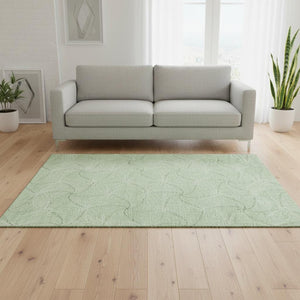 HomeRoots 5' X 8' Mint Green & Ivory Geometric Area Rug - Washable, UV Protected, Perfect for High-Traffic Spaces 676574