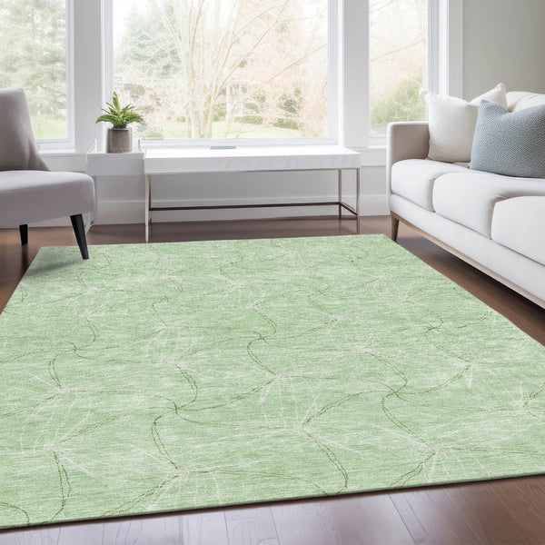 HomeRoots 5' X 8' Mint Green & Ivory Geometric Area Rug - Washable, UV Protected, Perfect for High-Traffic Spaces 676574