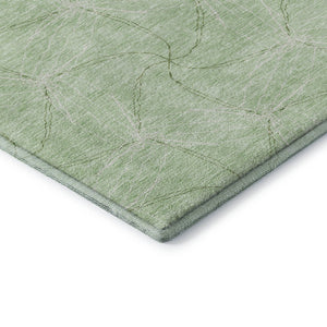 HomeRoots 8' Mint Green & Ivory Geometric Round Rug - Washable, UV Protected, Perfect for Modern Living Spaces! 676575