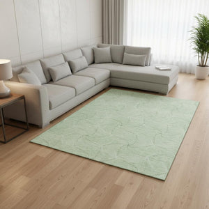 HomeRoots 8' X 10' Stylish Mint Green & Ivory Geometric Area Rug – Washable, UV Protected, Perfect for Families 676576