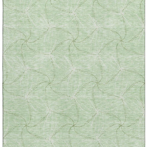 HomeRoots 8' X 10' Stylish Mint Green & Ivory Geometric Area Rug – Washable, UV Protected, Perfect for Families 676576