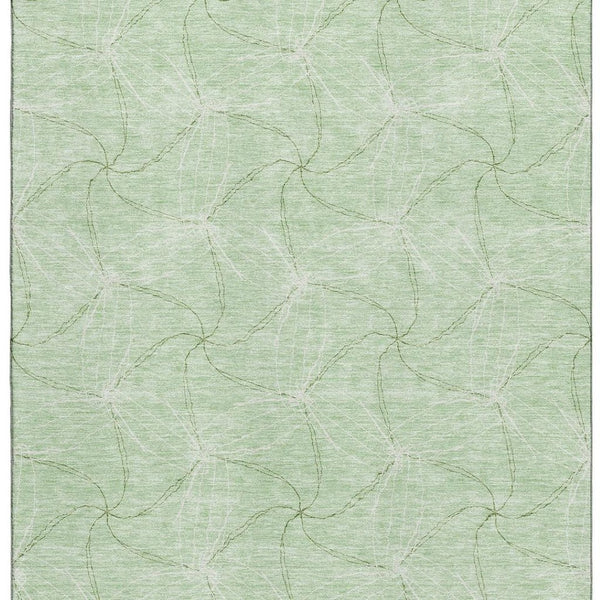 HomeRoots 8' X 10' Stylish Mint Green & Ivory Geometric Area Rug – Washable, UV Protected, Perfect for Families 676576