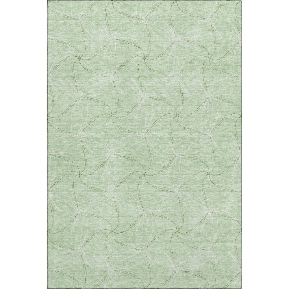 HomeRoots 10' X 14' Mint Green Geometric Area Rug - Washable, UV Protected & Stain Resistant for Modern Spaces 676578