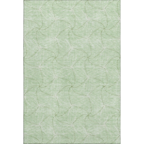 HomeRoots 10' X 14' Mint Green Geometric Area Rug - Washable, UV Protected & Stain Resistant for Modern Spaces 676578