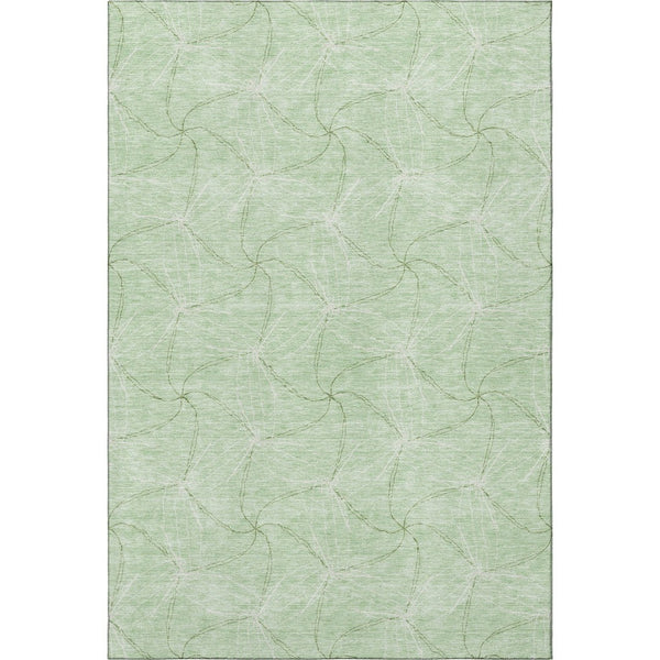 HomeRoots 10' X 14' Mint Green Geometric Area Rug - Washable, UV Protected & Stain Resistant for Modern Spaces 676578