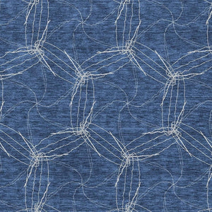 HomeRoots 5' X 8' Navy Blue & Ivory Geometric Washable Area Rug with UV Protection for Modern Homes 676580