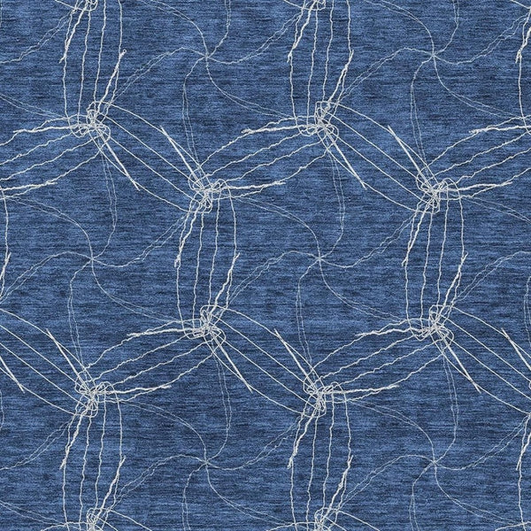 HomeRoots 5' X 8' Navy Blue & Ivory Geometric Washable Area Rug with UV Protection for Modern Homes 676580