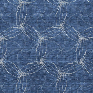 HomeRoots 8' X 10' Navy Blue & Ivory Geometric Washable Area Rug - UV Protection, Stain Resistant, Easy Care! 676582