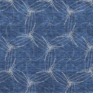 HomeRoots 9' X 12' Navy Blue And Ivory Geometric Area Rug – Washable, UV-Protected, Durable for High-Traffic Spaces 676583